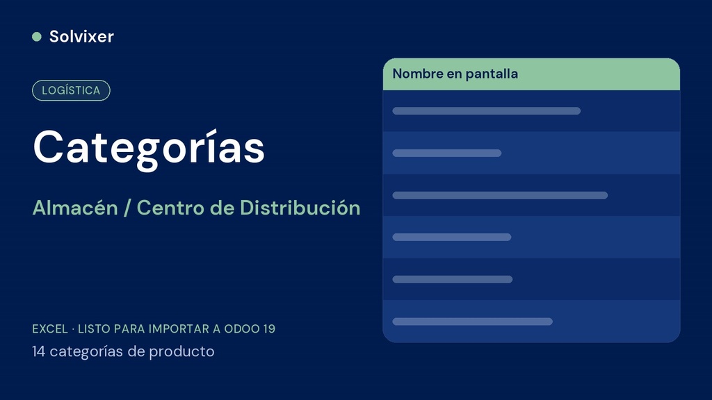 Categorías Almacén / Centro de Distribución