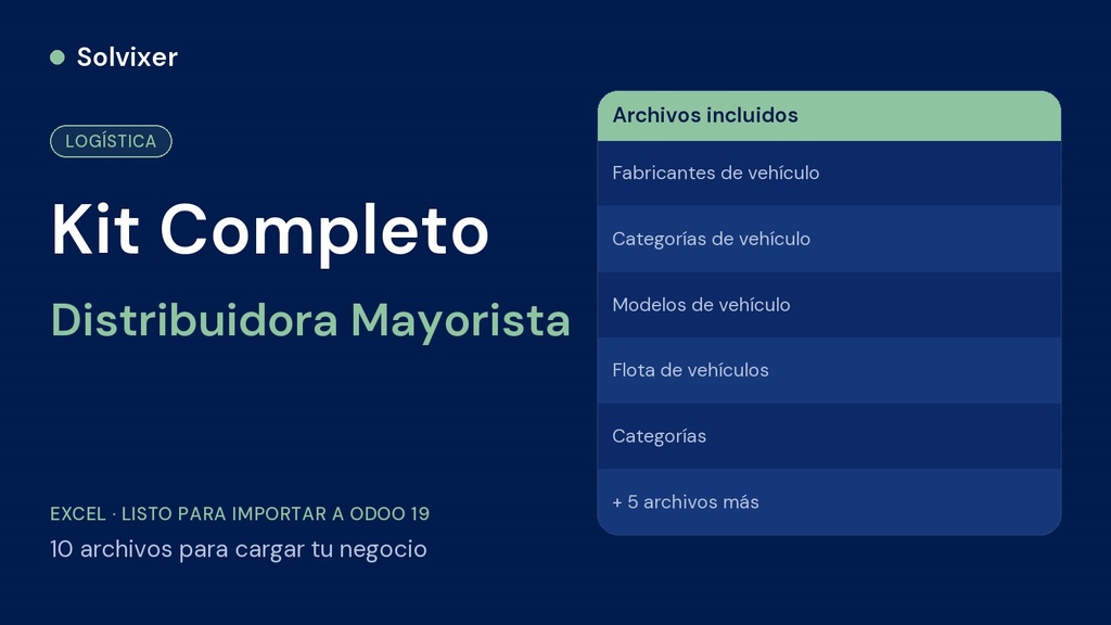 Kit Completo Carga a Odoo (Distribuidora Mayorista)