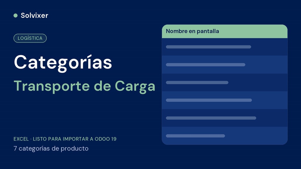 Categorías Transporte de Carga