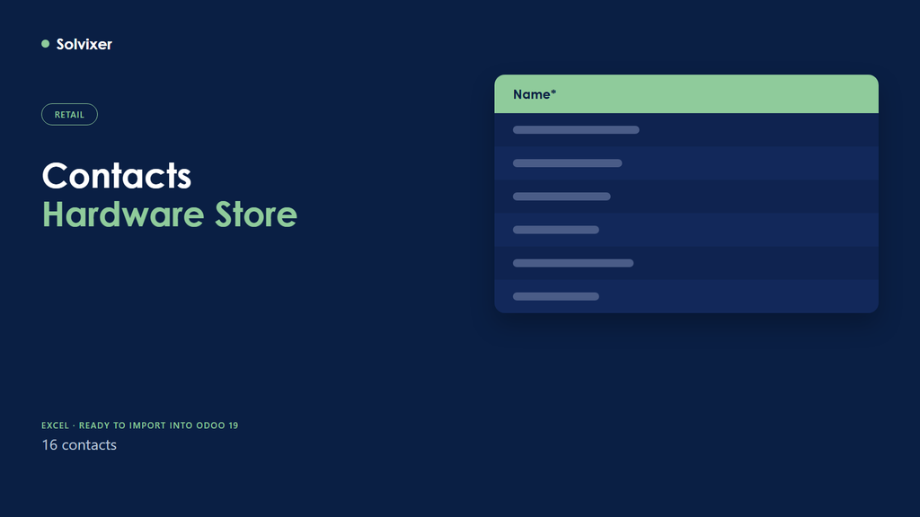 Hardware Store Contacts (English)