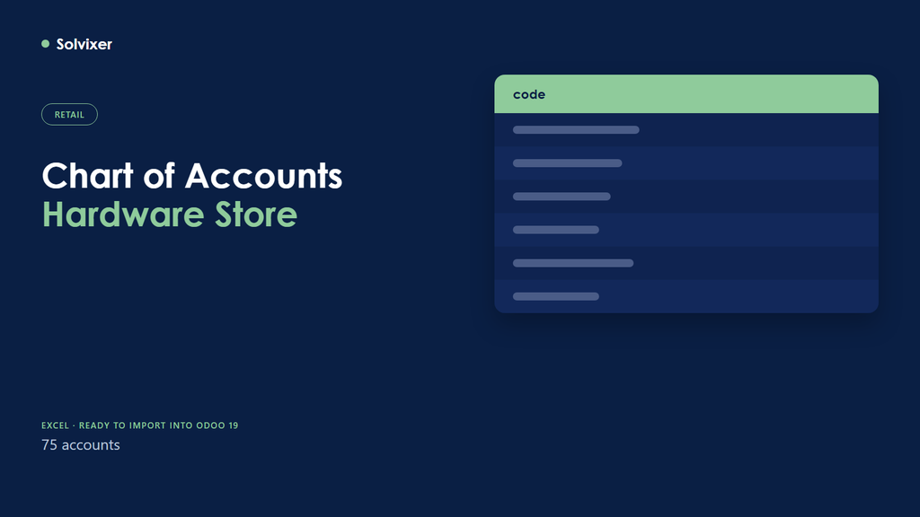 Hardware Store Chart of Accounts (English)