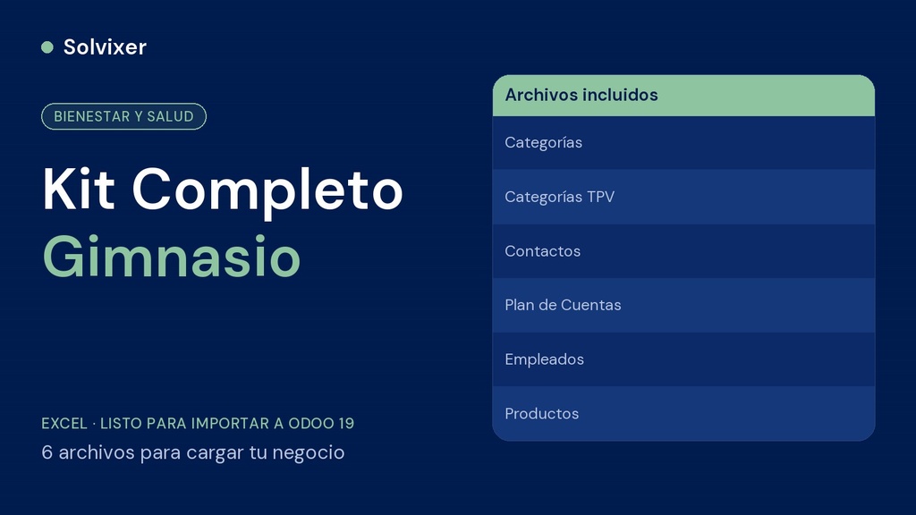 Kit Completo Carga a Odoo (Gimnasio)